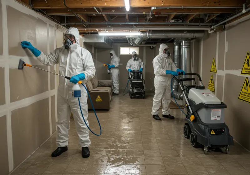 Basement Moisture Removal and Structural Drying process in Whitesboro, AL